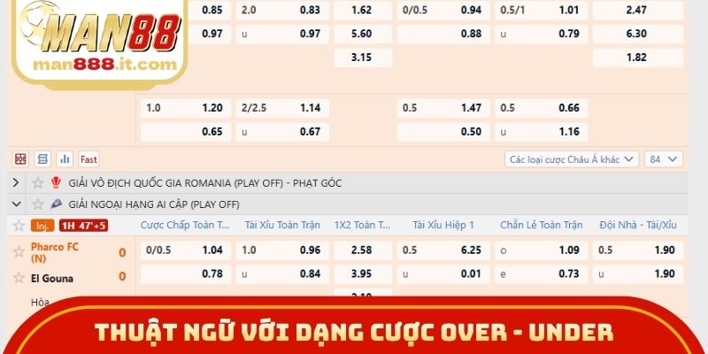 Thuật ngữ với dạng cược over - under